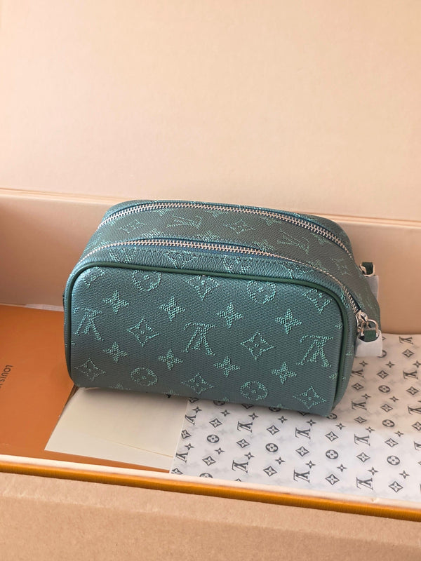 LV Dopp Kit Toilet Pouch Dark Green Monogram Canvas 274856
