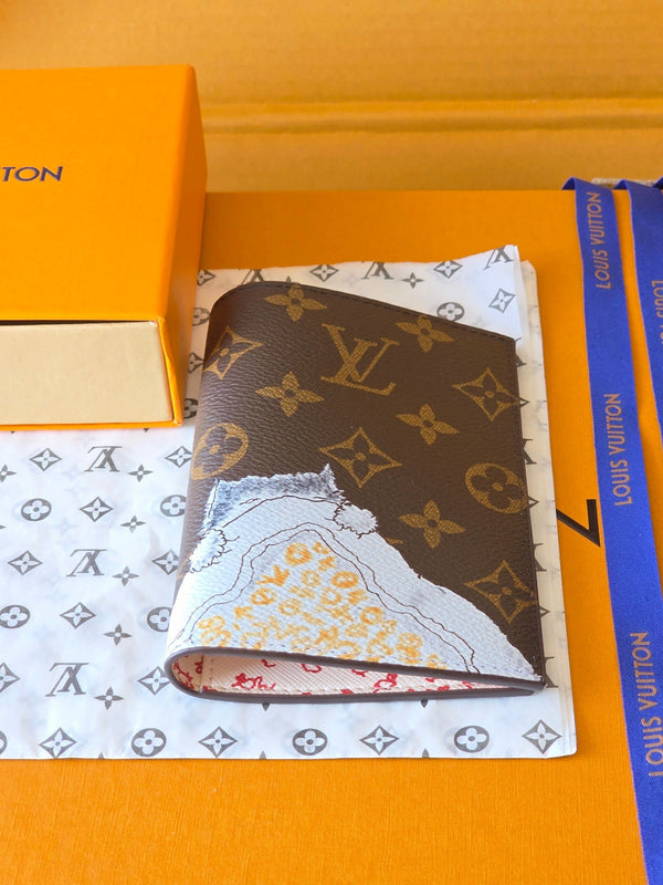 LV  New Cat Passport Holder Brown PVC Monogram Fabric paired with Cowhide 274996