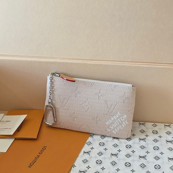 LV Key Pouch S White PVC Fabric with Leather 275145