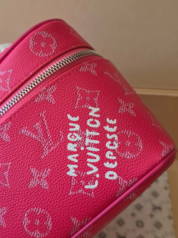 LV Nice Mini Toiletry Bag Rose Red Monogram Canvas 275166