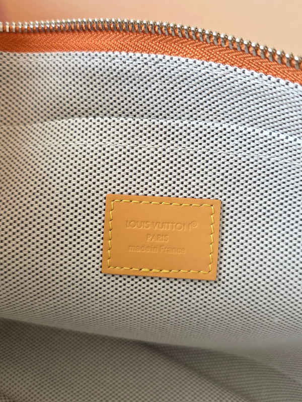 LV Pochette Voyaye Souple Clutch Bag Orange Monogram Eclipse Canvas 275171