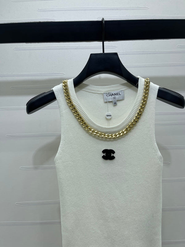 CHANEL 26 CHAIN KNIT VEST BLACK WOOL 335389