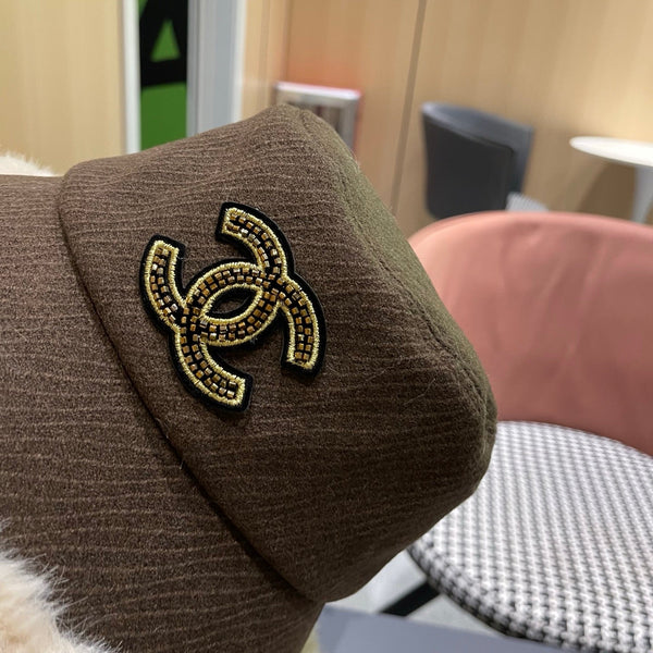 Chanel Korean Style Bucket Hat Brown Plush Fleece 979916