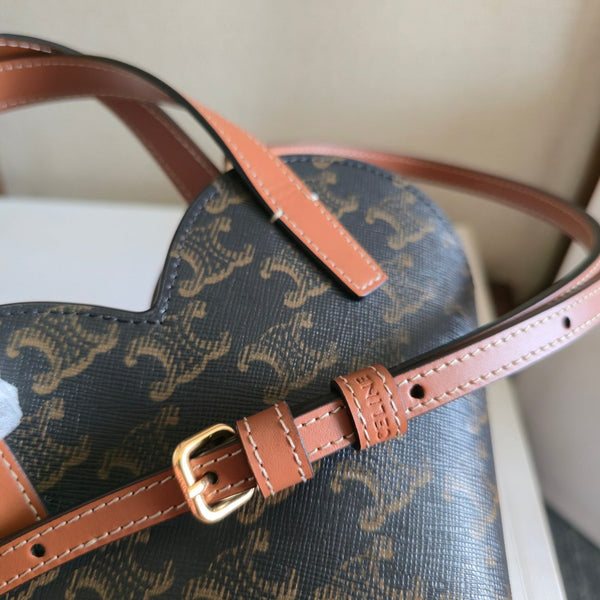 Celine Heart-Shaped Black Brown Bag in PVC Fabric with Leather 276287