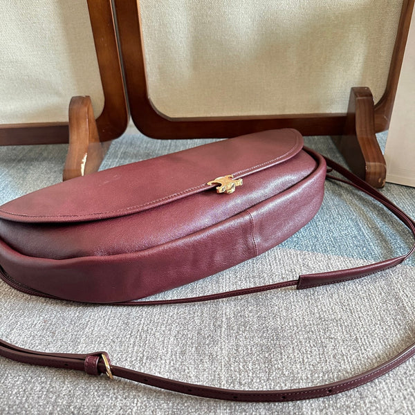 Celine Half Moon Burgundy Bag In Lambskin 276267