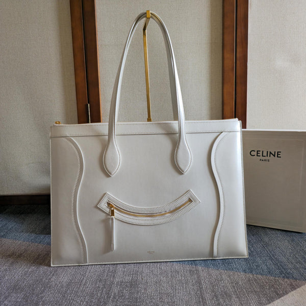 Celine 26 New Smiley Face White Bag in Cowhide 276203