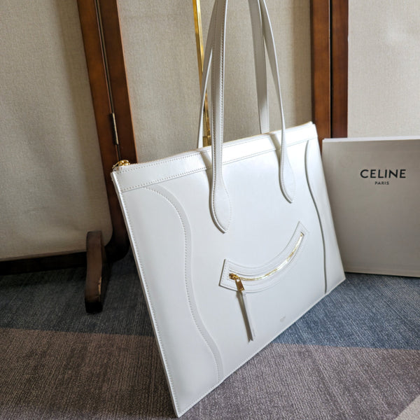 Celine 26 New Smiley Face White Bag in Cowhide 276203