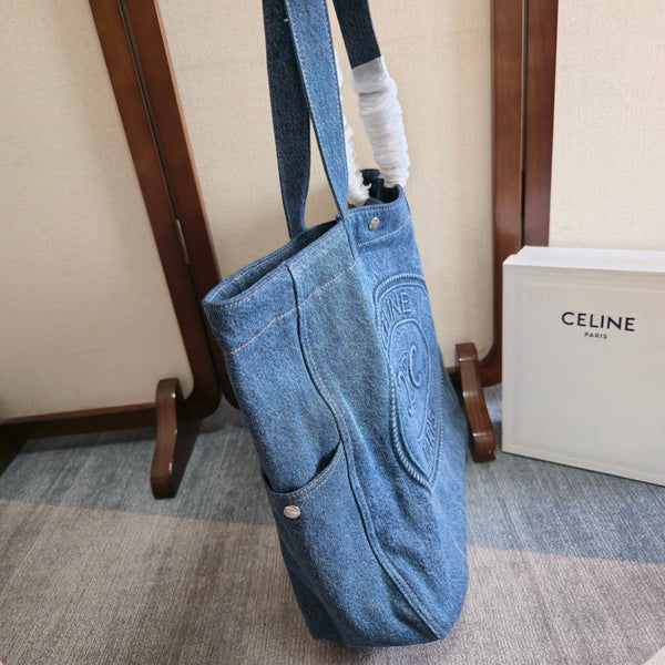 Celine Cabas Brand Logo Classic Blue Denim Tote Bag 276180