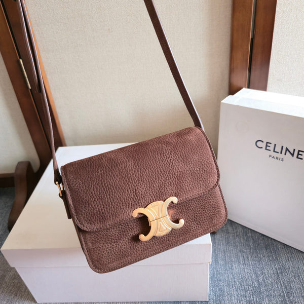 Celine TEEN TRIOMPHE Dark Brown Calfskin Handbag 276185