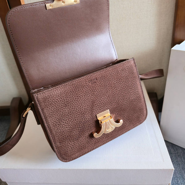 Celine TEEN TRIOMPHE Dark Brown Calfskin Handbag 276185