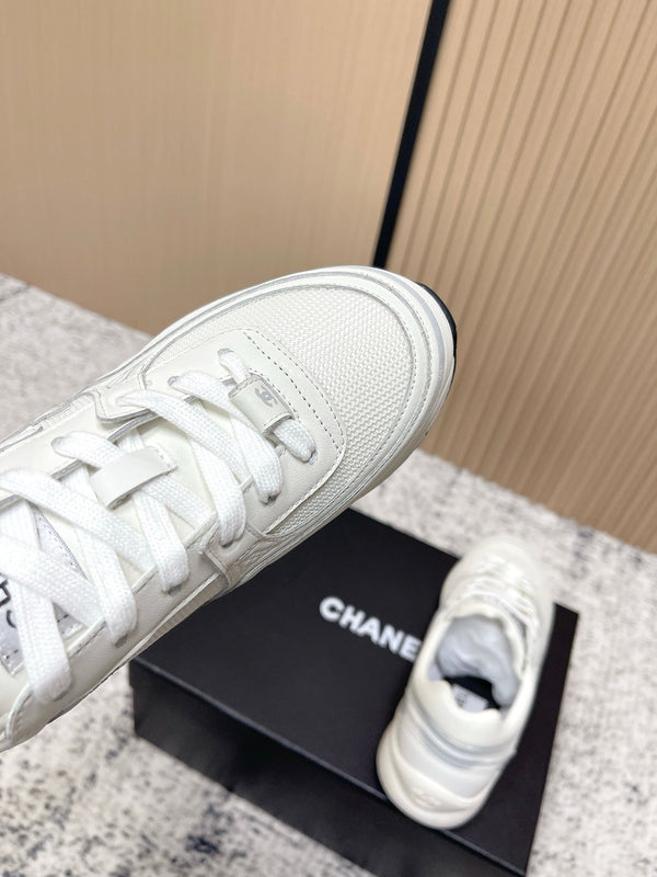 Chanel 26SS New Casual White Sneakers in Cowhide with Mesh Cloth 591414
