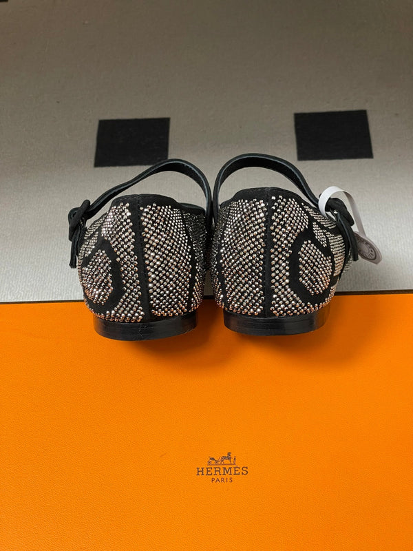 Hermes 26 Light Ballet Flat Metallic Gray in Suede 594342
