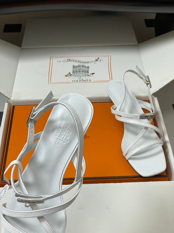HM Muse Sandal 40 White in Calfskin 593822