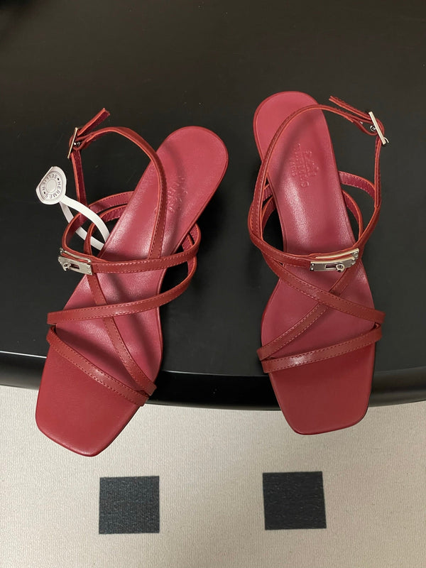 HM Muse Sandal 40 Burgundy in Calfskin 593819