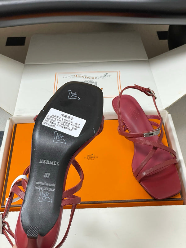 HM Muse Sandal 40 Burgundy in Calfskin 593819
