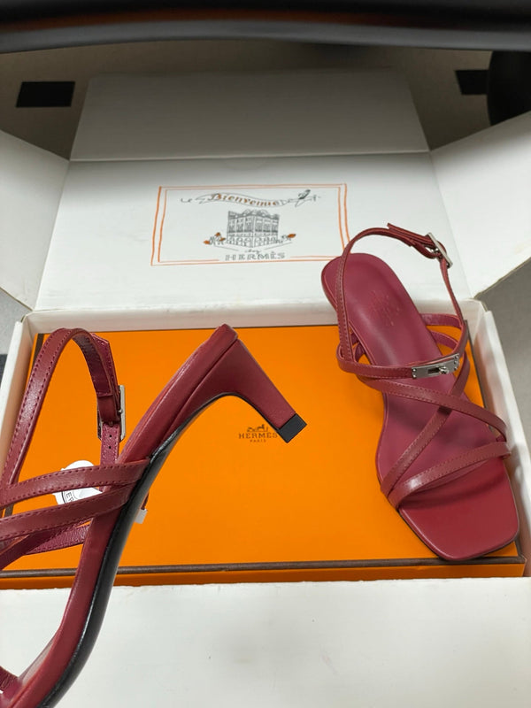 HM Muse Sandal 40 Burgundy in Calfskin 593819