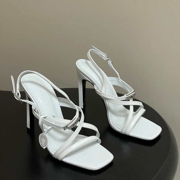 HM Muse Sandal 100 White in Calfskin 593814