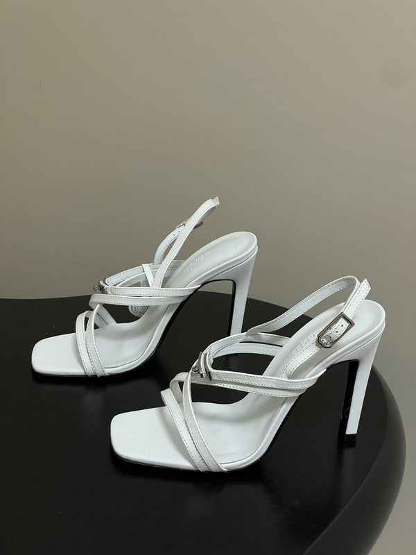 HM Muse Sandal 100 White in Calfskin 593814