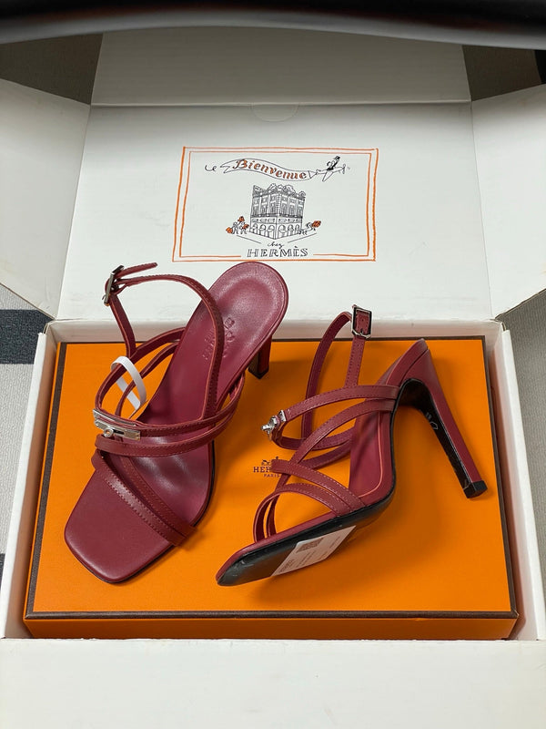 HM Muse Sandal 100 Burgundy in Calfskin 593811