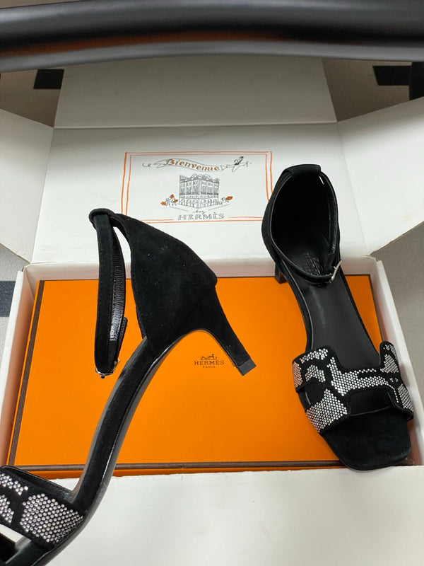 HM Joy Sandal 40 Black Gray in Suede 593810