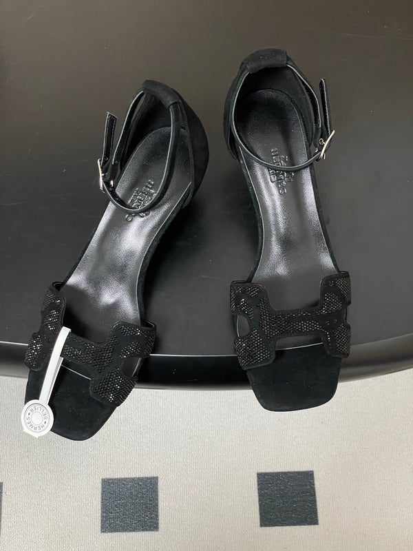 HM Joy Sandal 40 Black in Suede 593809