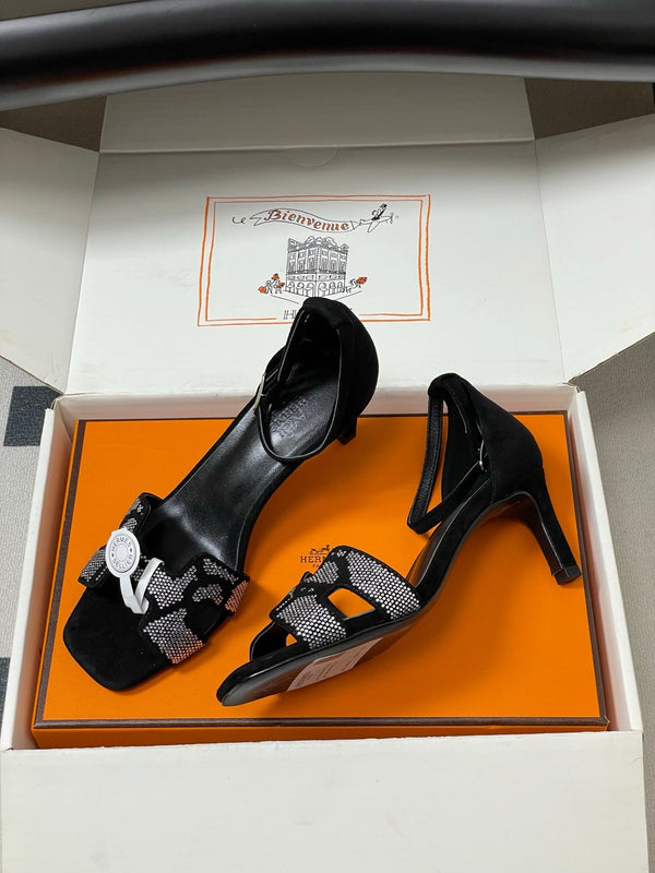 HM Joy Sandal 70 Black Gray in Suede 593807