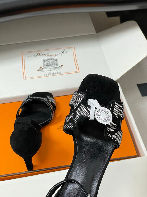 HM Joy Sandal 70 Black Gray in Suede 593807