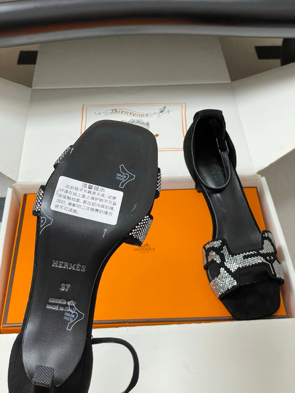 HM Joy Sandal 70 Black Gray in Suede 593807
