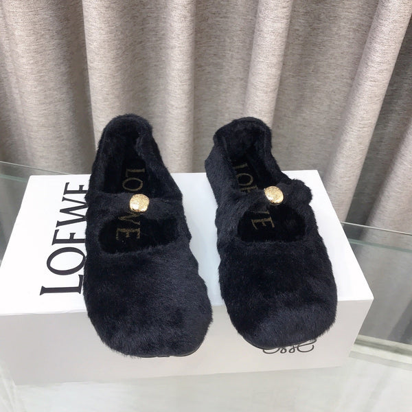 Loewe 2026 Ballet Flat Black in Wool 597434