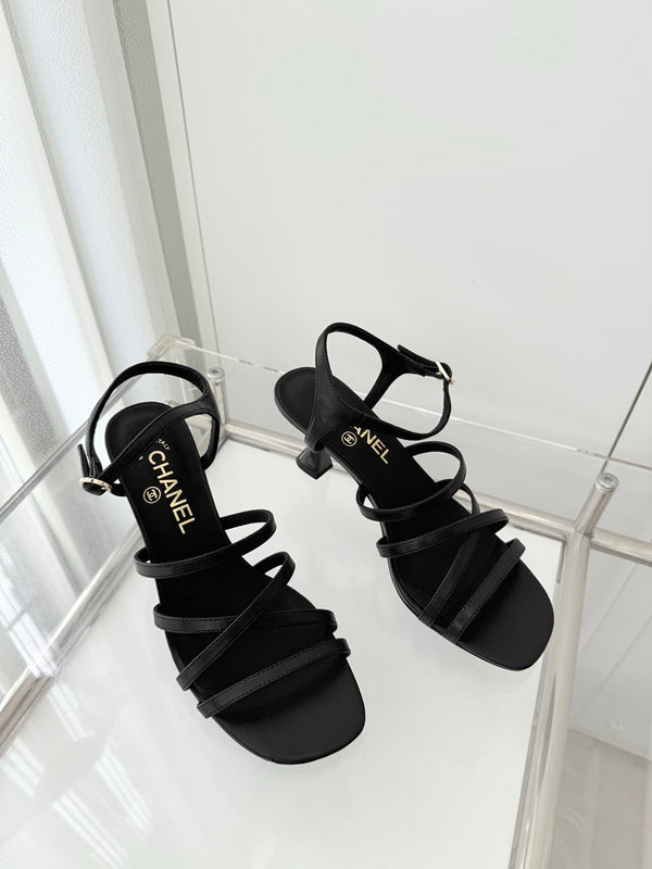 Chanel Cruise 26 Sandal 70mm Black Lambskin 597360