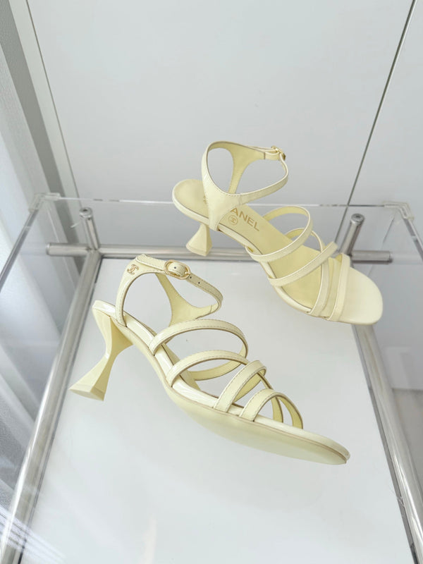 Chanel Cruise 26 Sandal 70mm Lemon Yellow Lambskin 597359