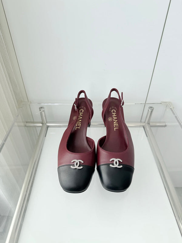 Chanel 26 High Heels Burgundy Black 50 in Lambskin 597331