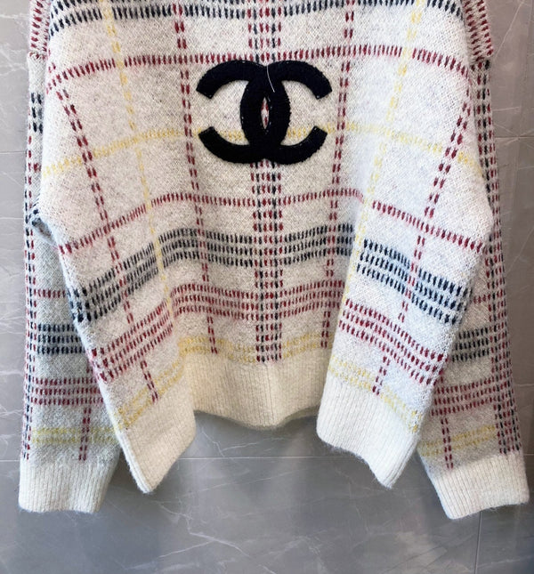 Chanel Beijing 25 Two-Tone Long-Sleeve Shirt White Colorful in Wool 99240