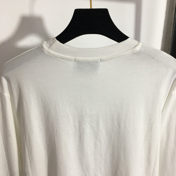 Chanel  Striped Color Block Pocket Crew Neck Long Sleeve T-Shirt
