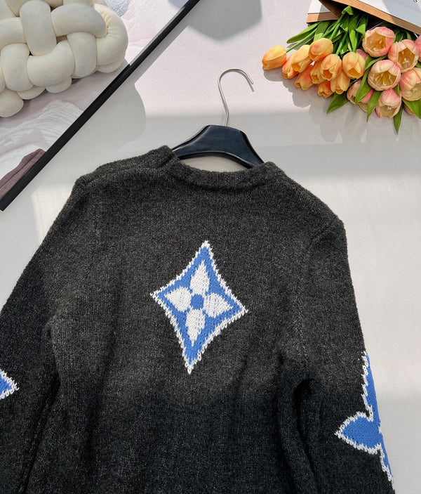 LV Jacquard Four-Leaf Clover Wool Knit Sweater 799502