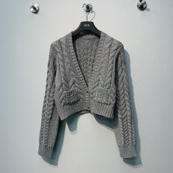 LV 25  Crochet V-Neck Trendy Button-Up Cardigan