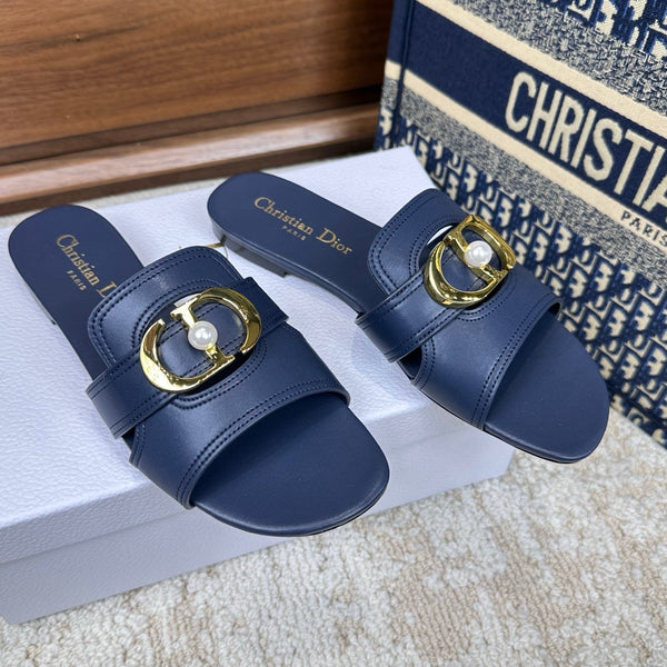 CD Montaigne Sandals Dark Blue in Calfskin 598169