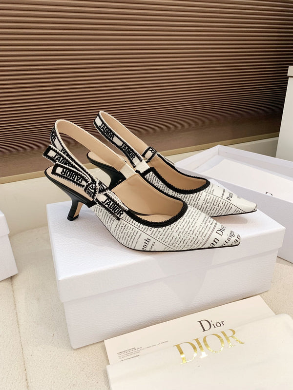 CD J'Adior Strappy Open Back Sandals 65 White in Sheepskin 598121