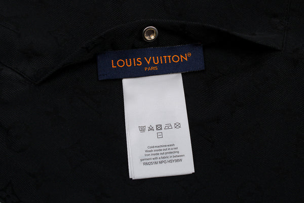 LV 1v Checkered Leather Collar Reversible Waist-cinching Jacket 494280