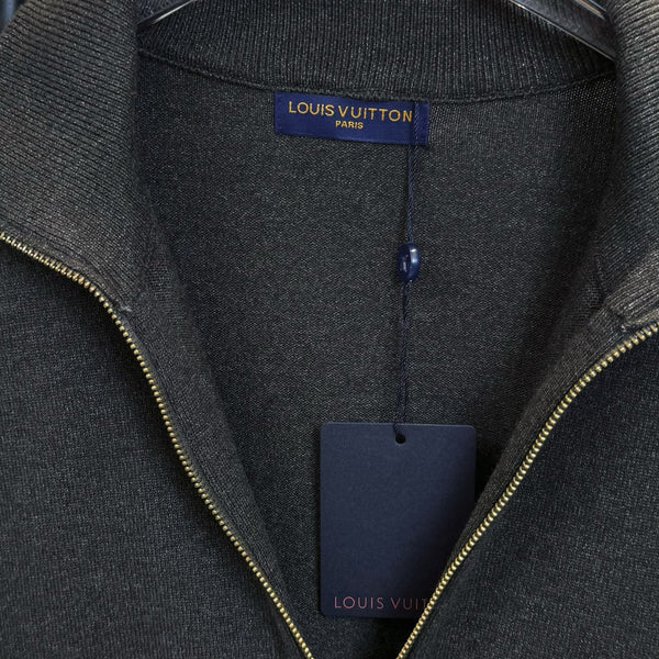 LV Jacquard Zipper Stand Collar Knit Sweater 493382