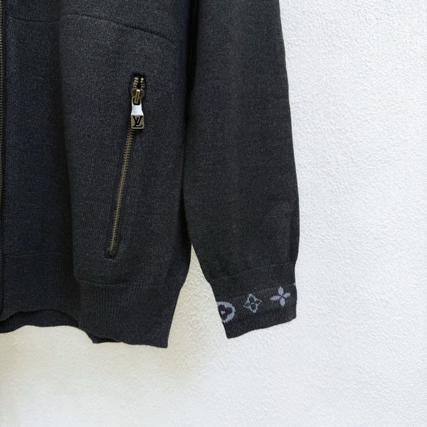 LV Jacquard Zipper Stand Collar Knit Sweater 493382
