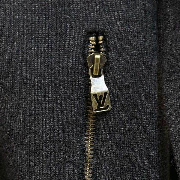 LV Jacquard Zipper Stand Collar Knit Sweater 493382