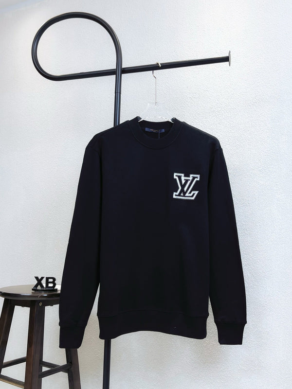 LV Crew Neck Sweatshirt with Embroidered Logo Lettering 493380