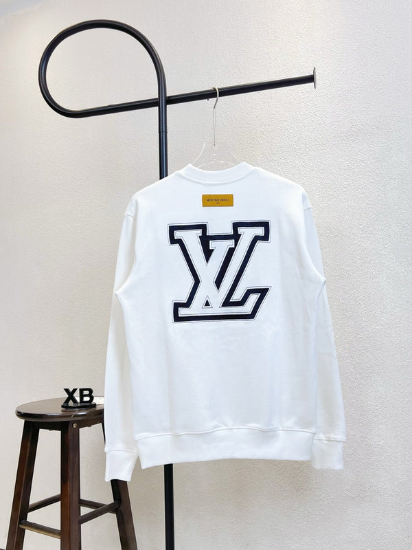 LV Crew Neck Sweatshirt with Embroidered Logo Lettering 493380