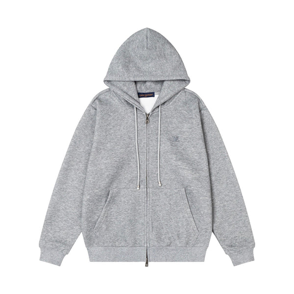 LV Alloy Logo Hooded Zip-Up Jacket 493325