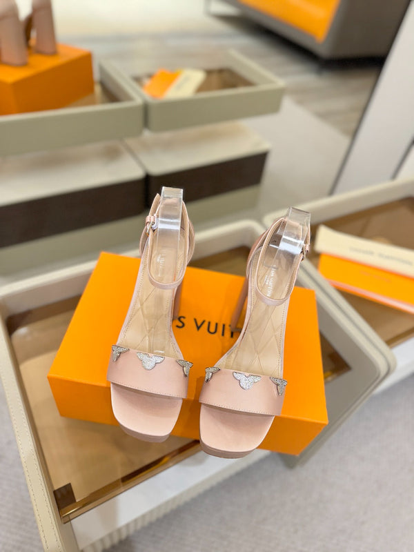 LV Swing Platform Sandal 11cm Light Pink Cow Patent Leather 600330