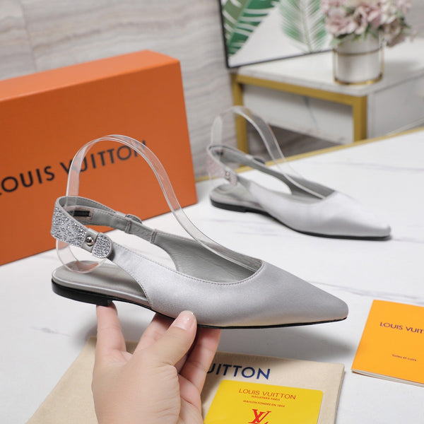 LV 26ss Legacy Slingback Flats Silver in Cowhide 600636