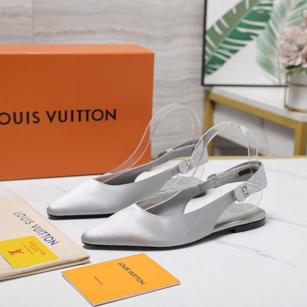 LV 26ss Legacy Slingback Flats Silver in Cowhide 600636