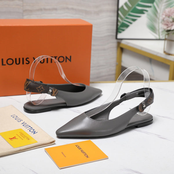 LV 26ss Legacy Slingback Flats Monogram Gray in Cowhide 600638