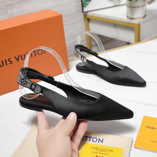 LV 26ss Legacy Slingback Flats Black in Cowhide 600639